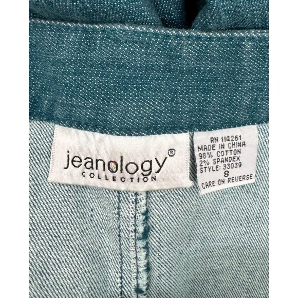 VTG Jeanology Denim Maxi Skirt Western Y2K 90s Boho Flare Teal sz 8 - Picture 6 of 7